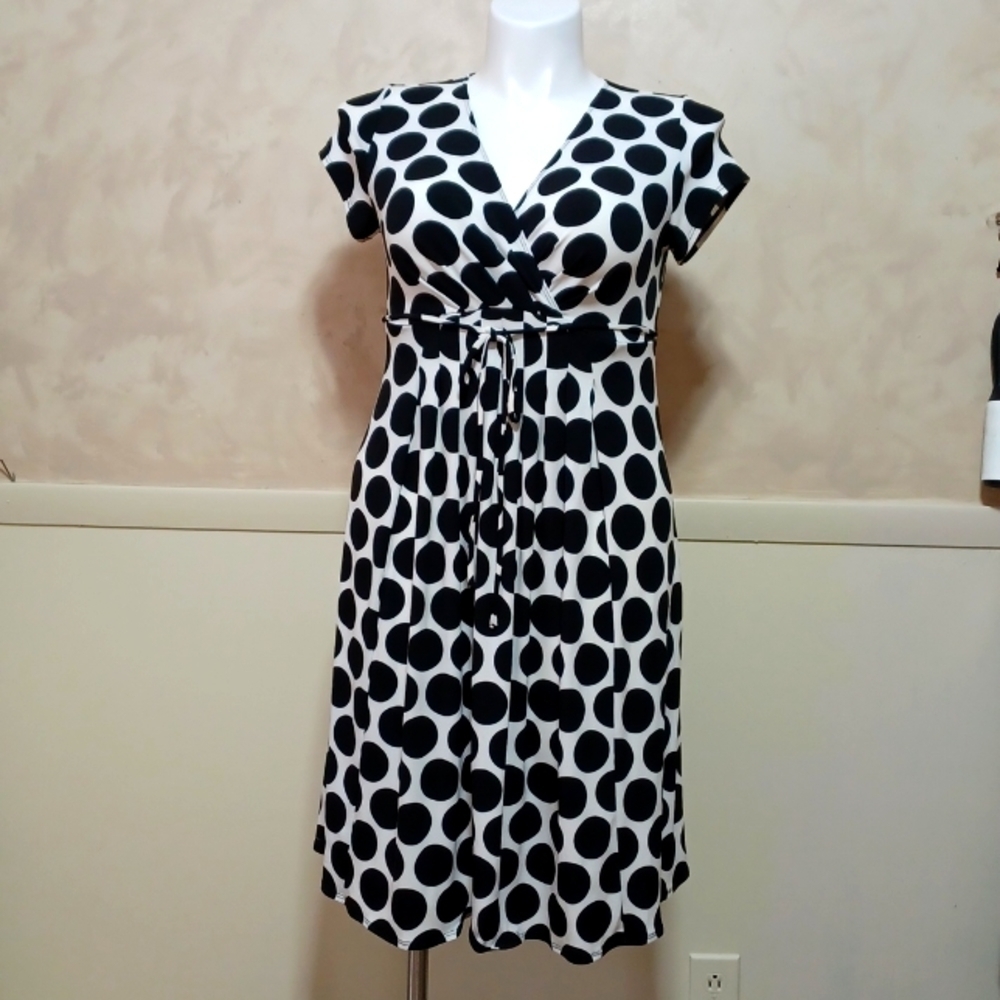 Motherhood Maternity Polka Dot Black/White Dress Size medium